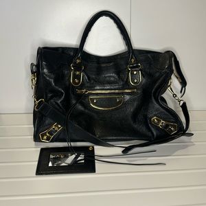 Balenciaga City Mini Black with Gold Hardware